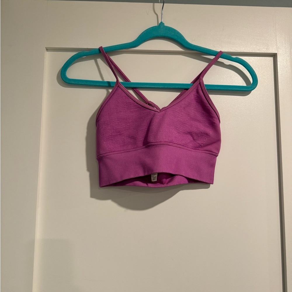 Purple Ribbed Crop Top